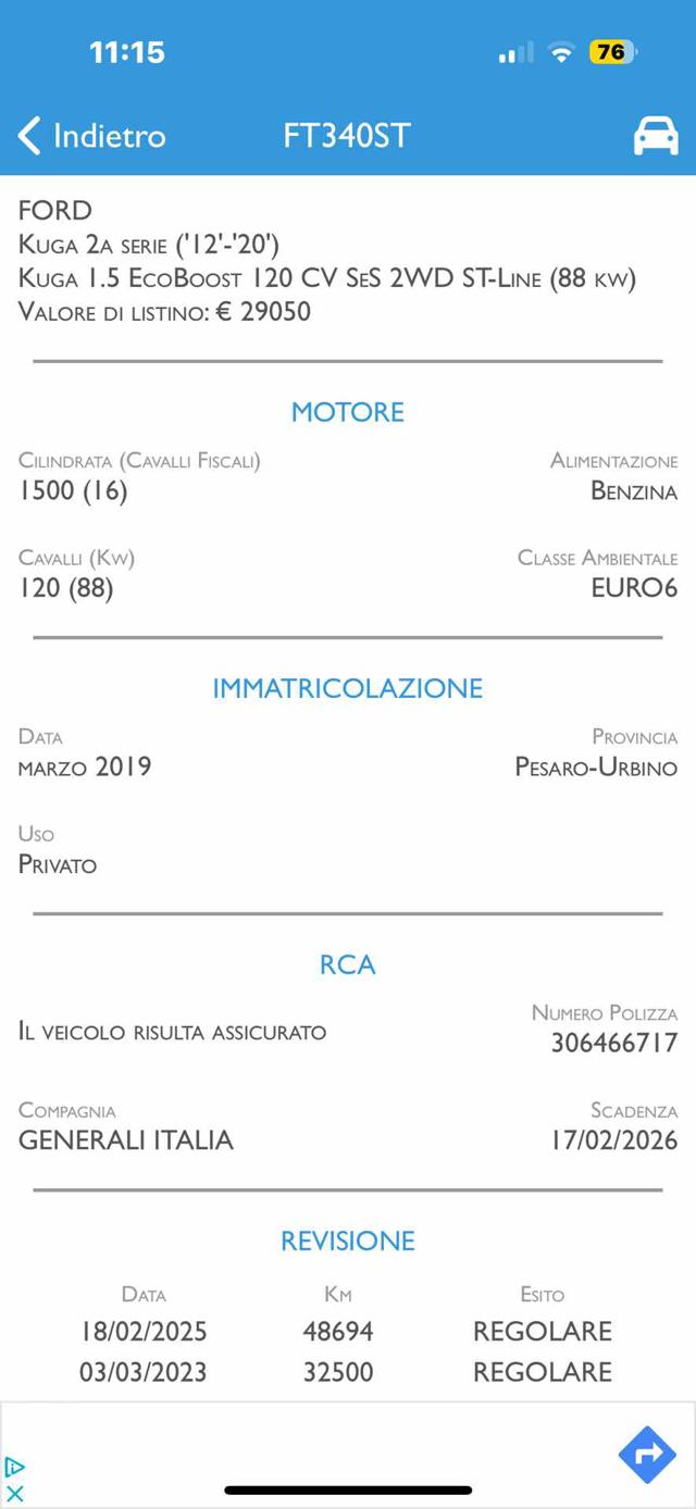 FORD Kuga usata, con Airbag laterali