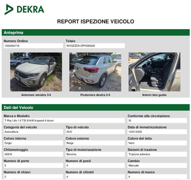 VOLKSWAGEN T-Roc usata, con Airbag