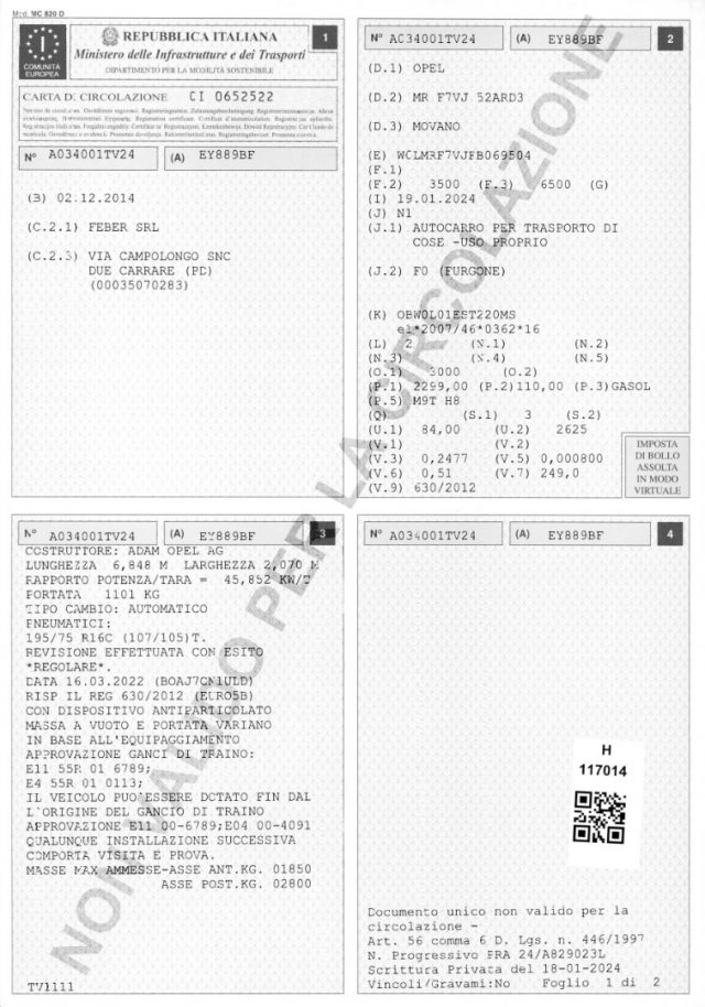 OPEL Movano usata, con USB