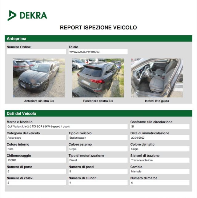 VOLKSWAGEN Golf usata, con Luci diurne