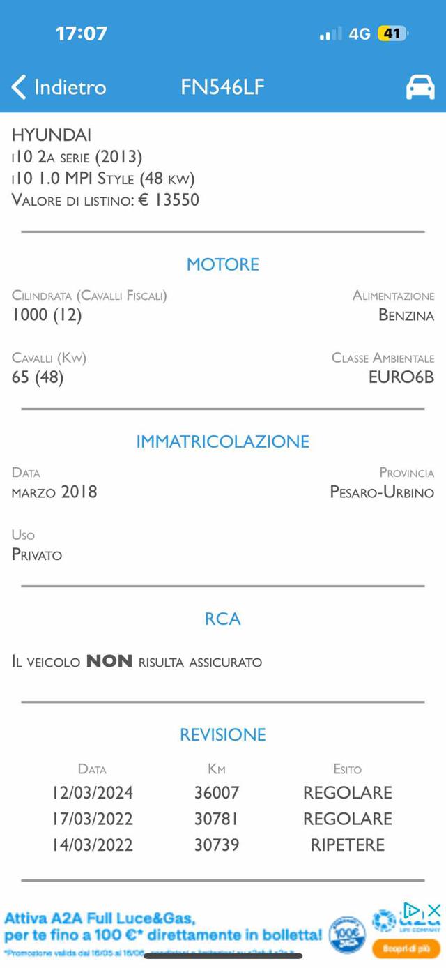 HYUNDAI i10 usata, con Controllo trazione