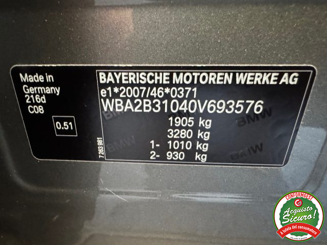 BMW 216 usata, con Sedile posteriore sdoppiato