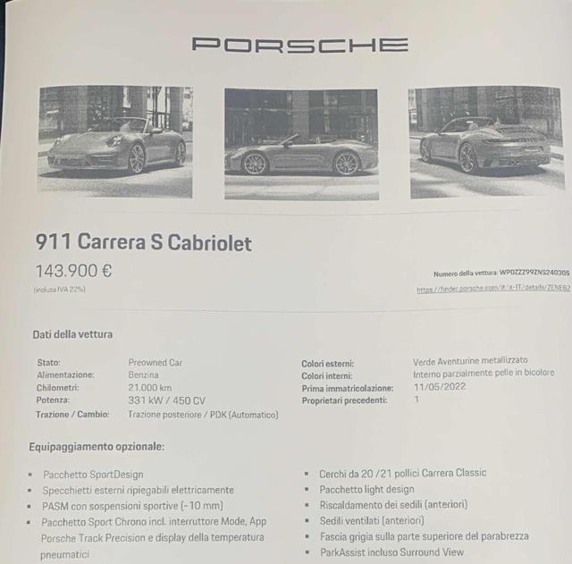 PORSCHE 911 usata, con Sistema di navigazione