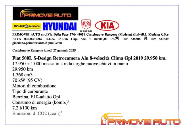 FIAT 500L usata, con Autoradio