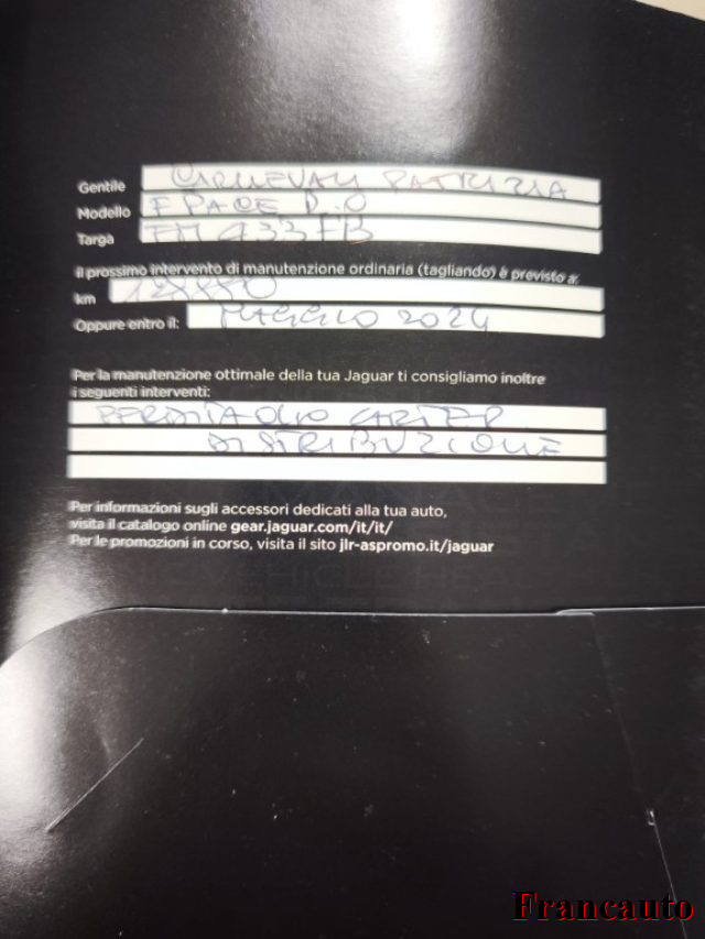 JAGUAR F-Pace usata, con Cronologia tagliandi