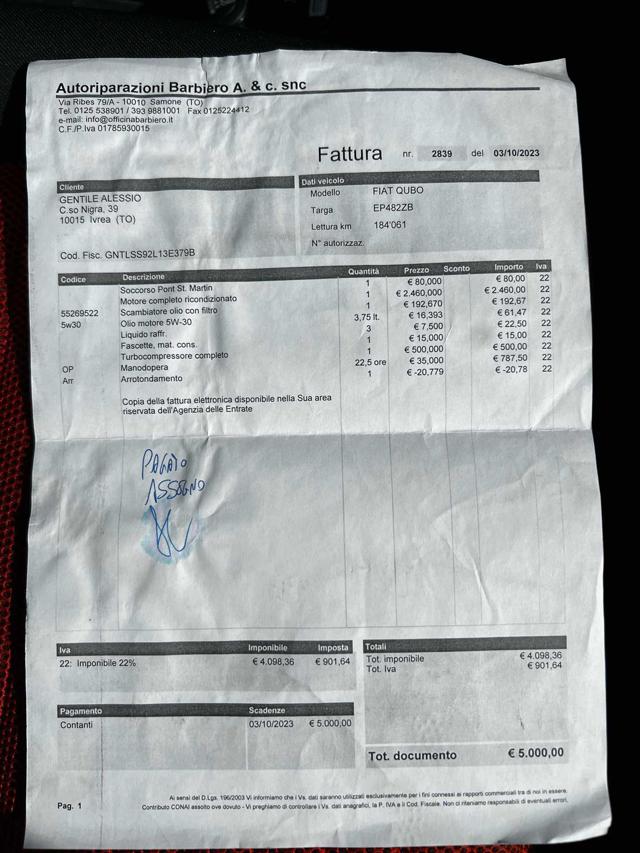FIAT Qubo usata, con Servosterzo