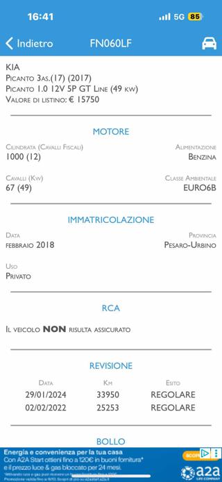 KIA Picanto usata, con Autoradio