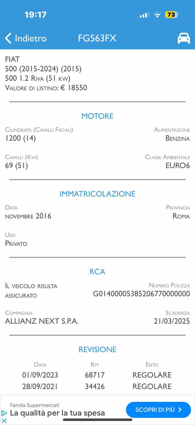FIAT 500 usata, con Alzacristalli elettrici