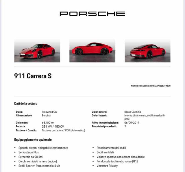 PORSCHE 911 usata, con Sedile posteriore sdoppiato