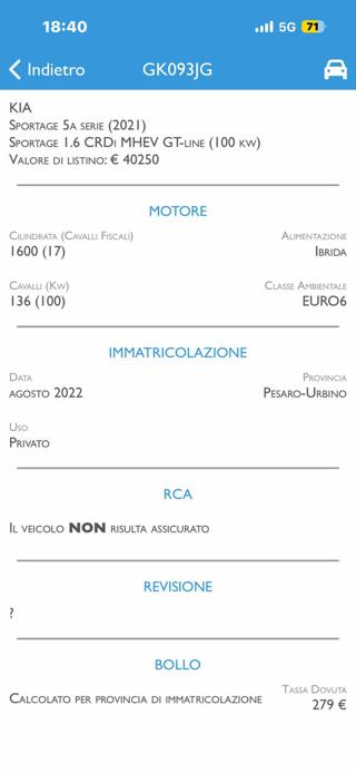 KIA Sportage usata, con Airbag laterali