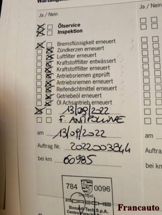 PORSCHE 718 Spyder usata, con Cronologia tagliandi