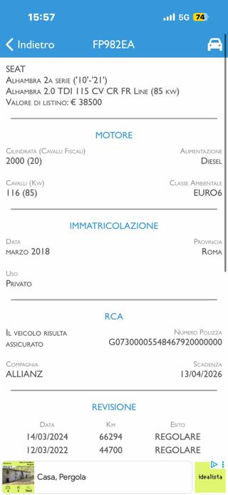 SEAT Alhambra usata, con Alzacristalli elettrici