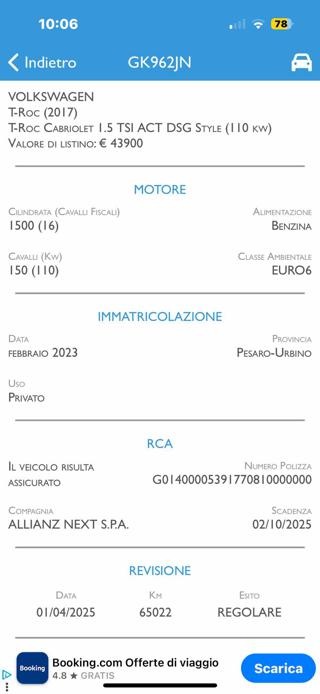 VOLKSWAGEN T-Roc usata, con Immobilizzatore elettronico