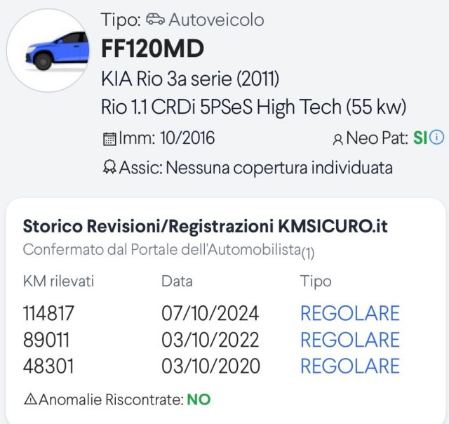 KIA Rio usata, con Autoradio digitale