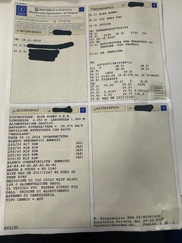 ALFA ROMEO Giulia usata, con Airbag Passeggero