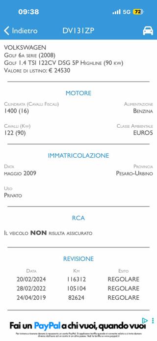 VOLKSWAGEN Golf usata, con Autoradio