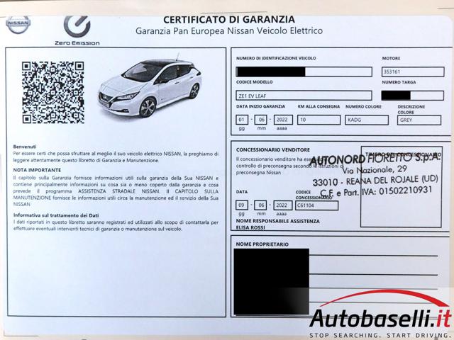 NISSAN Leaf usata, con 360° camera