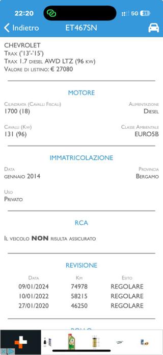 CHEVROLET Trax usata, con Immobilizzatore elettronico