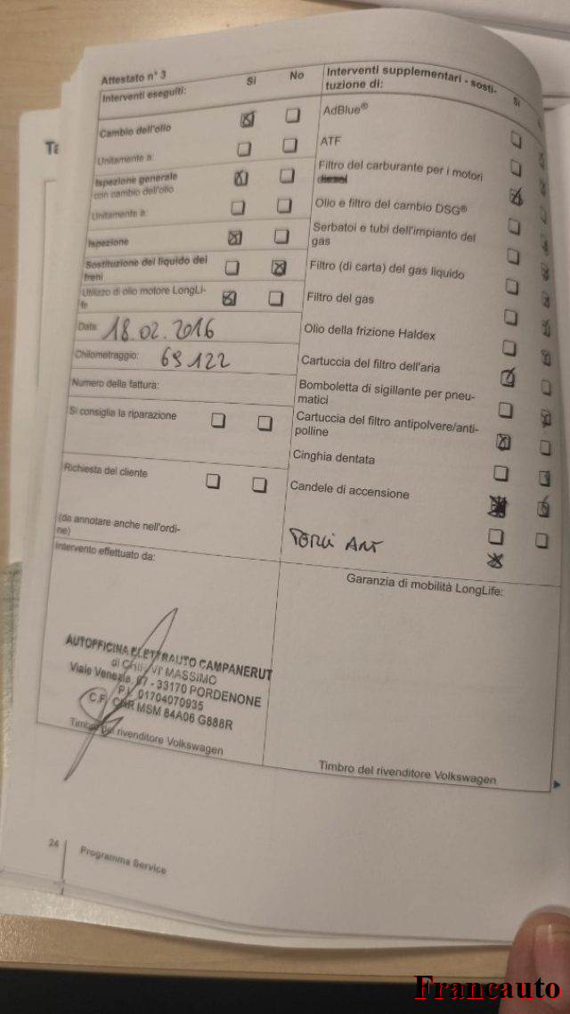 VOLKSWAGEN Golf usata, con Cronologia tagliandi