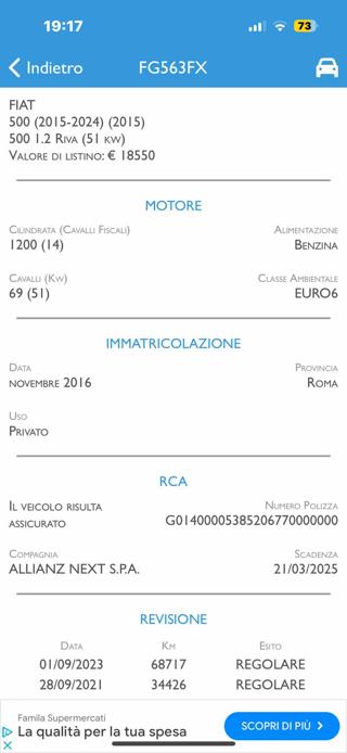FIAT 500 usata, con Alzacristalli elettrici