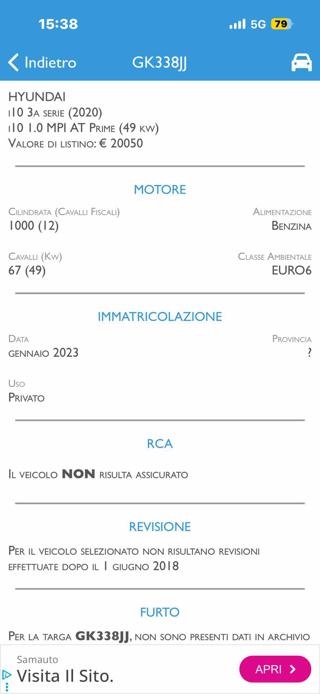 HYUNDAI i10 usata, con Airbag laterali