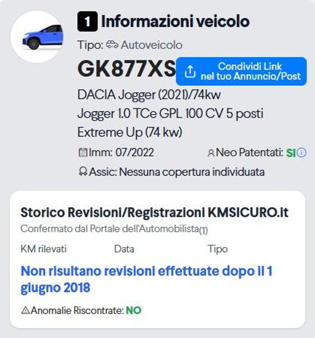 DACIA Jogger usata, con Sistema di navigazione
