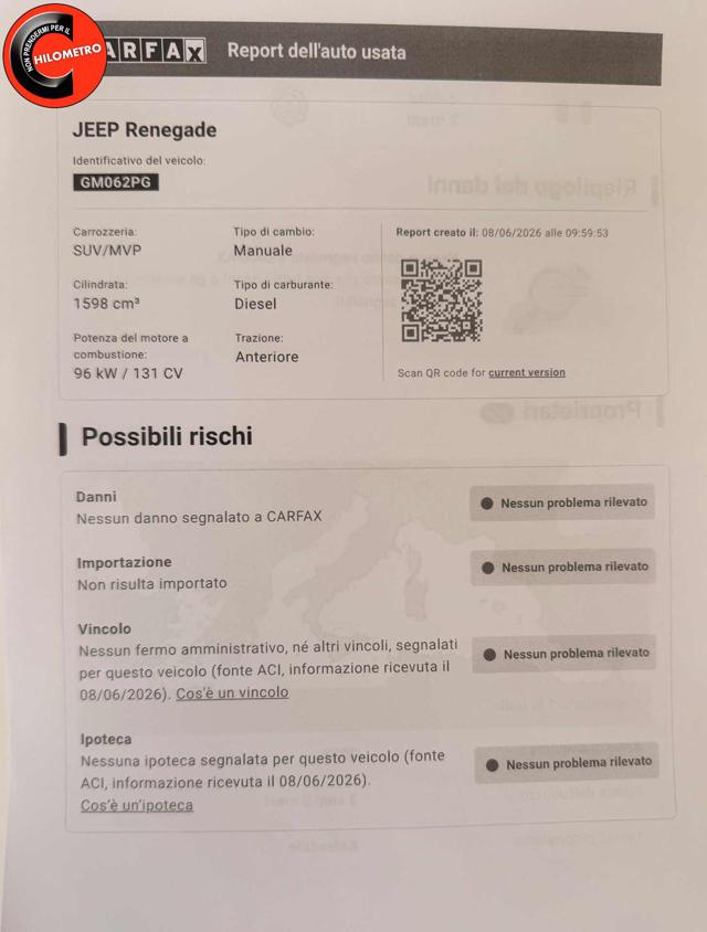 JEEP Renegade usata, con Airbag