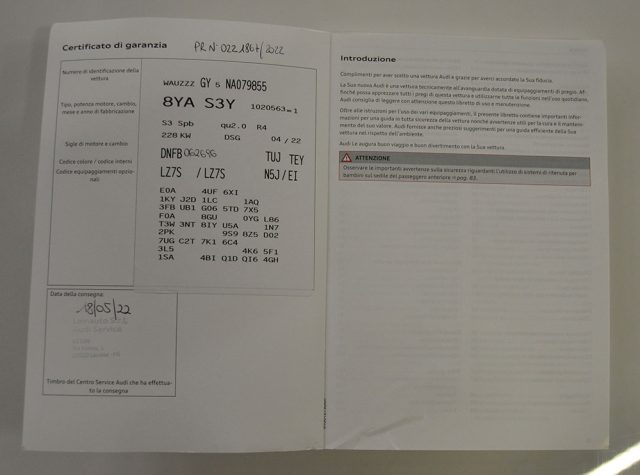 AUDI S3 usata, con Regolazione elettrica sedili