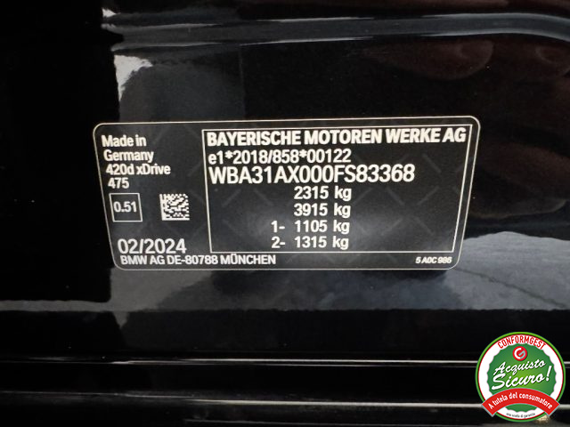 BMW 420 usata, con Vetri oscurati