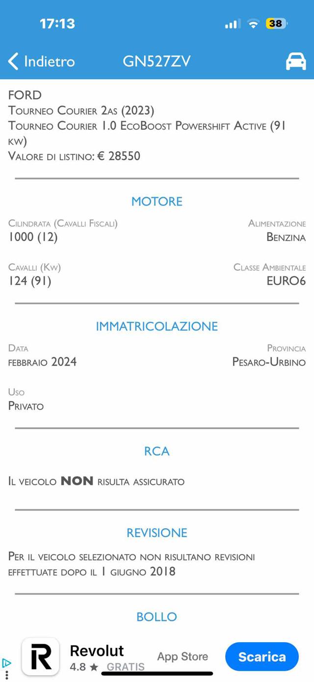 FORD Tourneo Courier usata, con Airbag