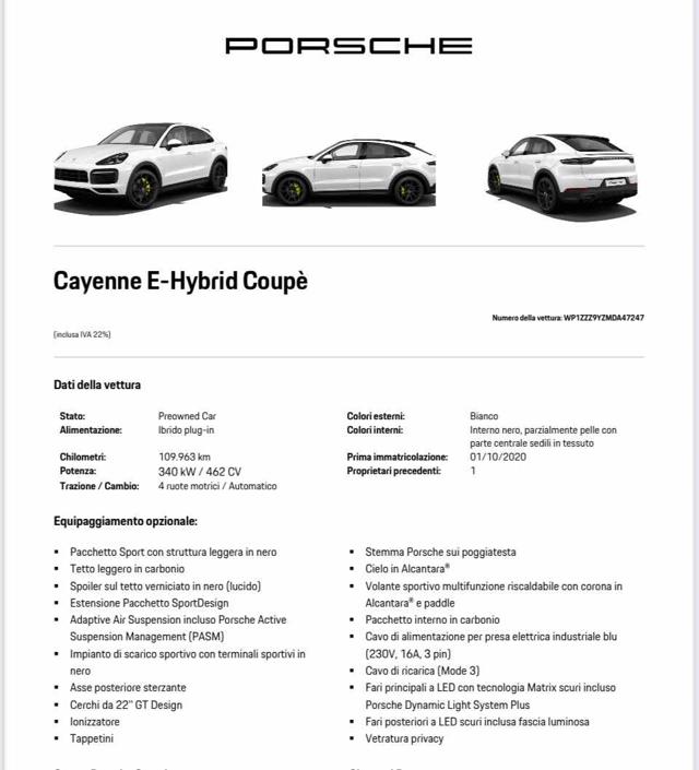 PORSCHE Cayenne usata, con Park Distance Control