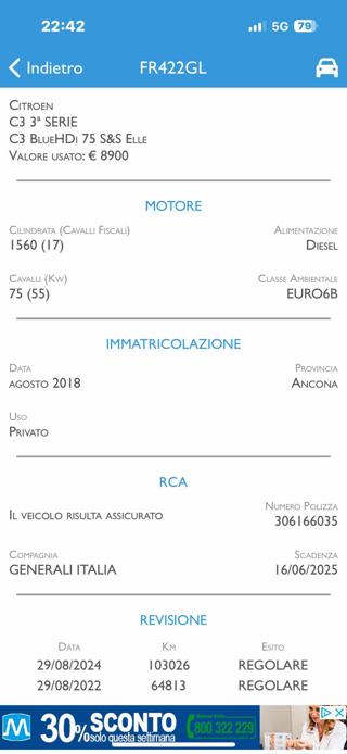 CITROEN C3 usata, con Filtro antiparticolato