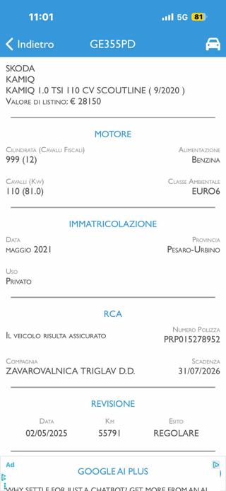 SKODA Kamiq usata, con Airbag