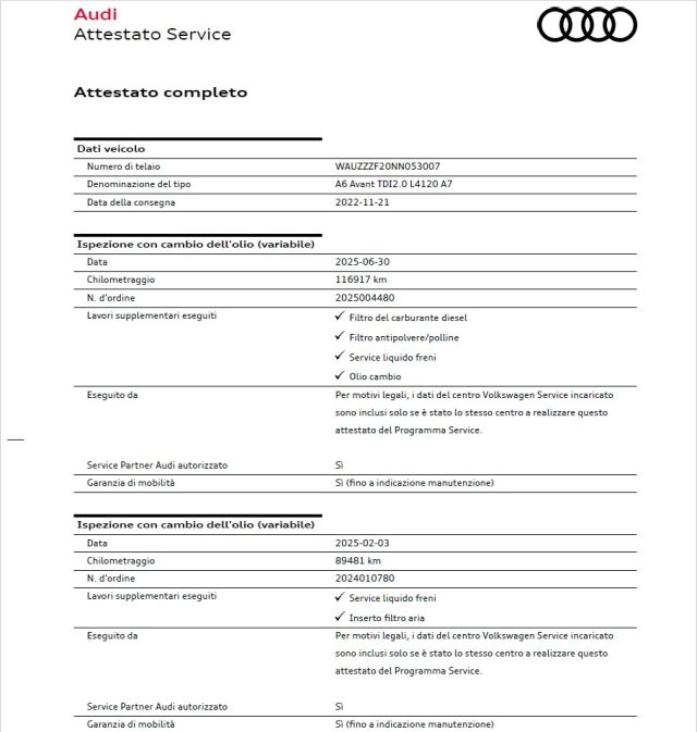 AUDI A6 usata, con Freno di stazionamento elettrico