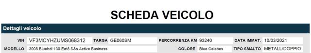 PEUGEOT 3008 usata, con Sedile posteriore sdoppiato