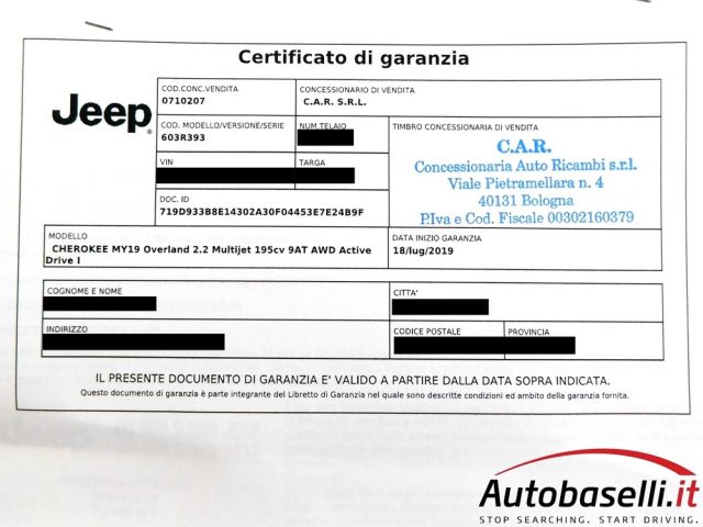 JEEP Cherokee usata, con Assistente abbaglianti