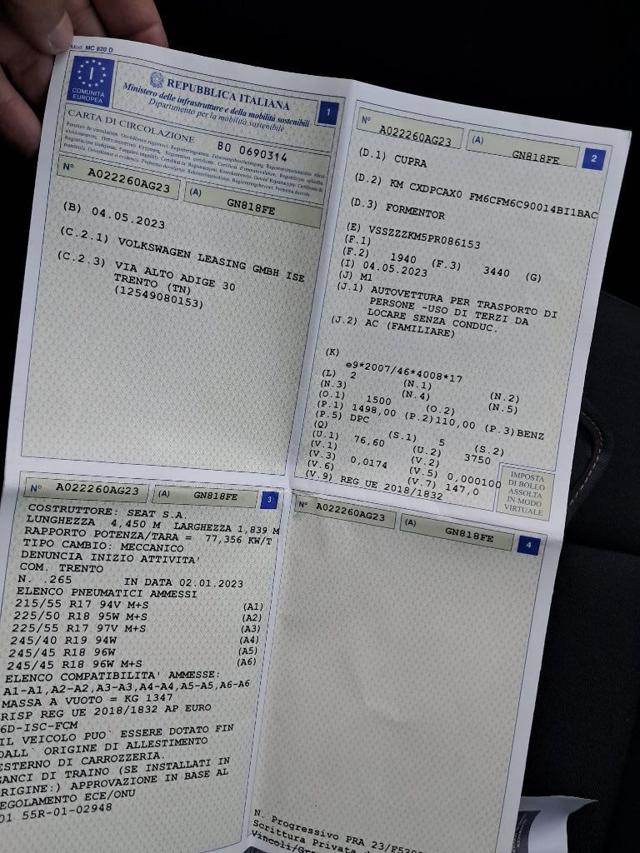 CUPRA Formentor usata, con Immobilizzatore elettronico