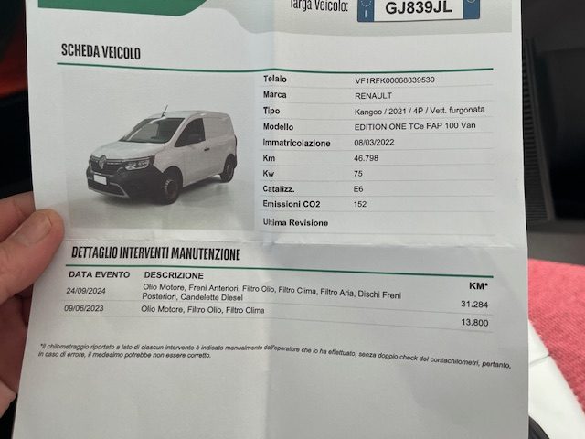 RENAULT Kangoo usata, con Telecamera per parcheggio assistito
