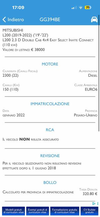 MITSUBISHI L200 usata, con Autoradio