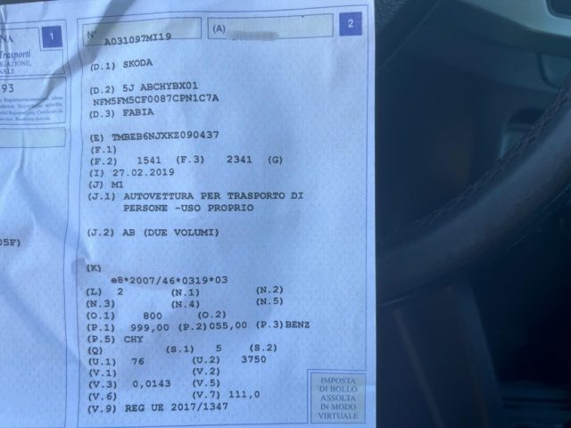 SKODA Fabia usata, con Airbag laterali