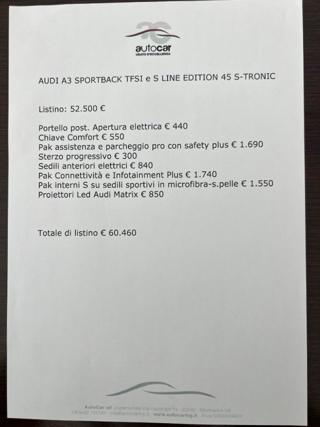 AUDI A3 usata, con Airbag laterali