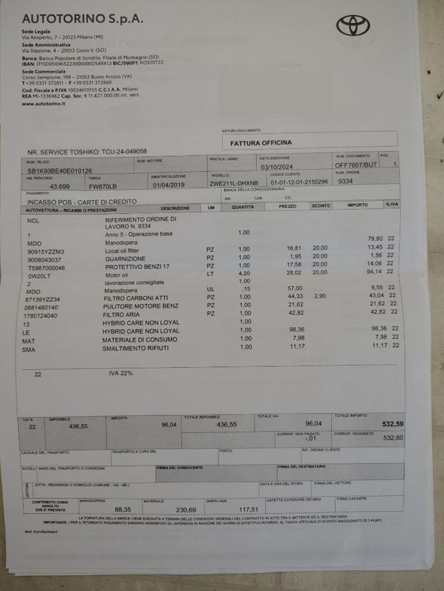 TOYOTA Corolla usata, con Specchietti laterali elettrici