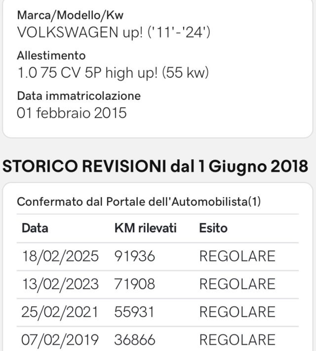 VOLKSWAGEN up! usata, con MP3