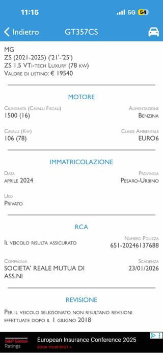 MG ZS usata, con Airbag