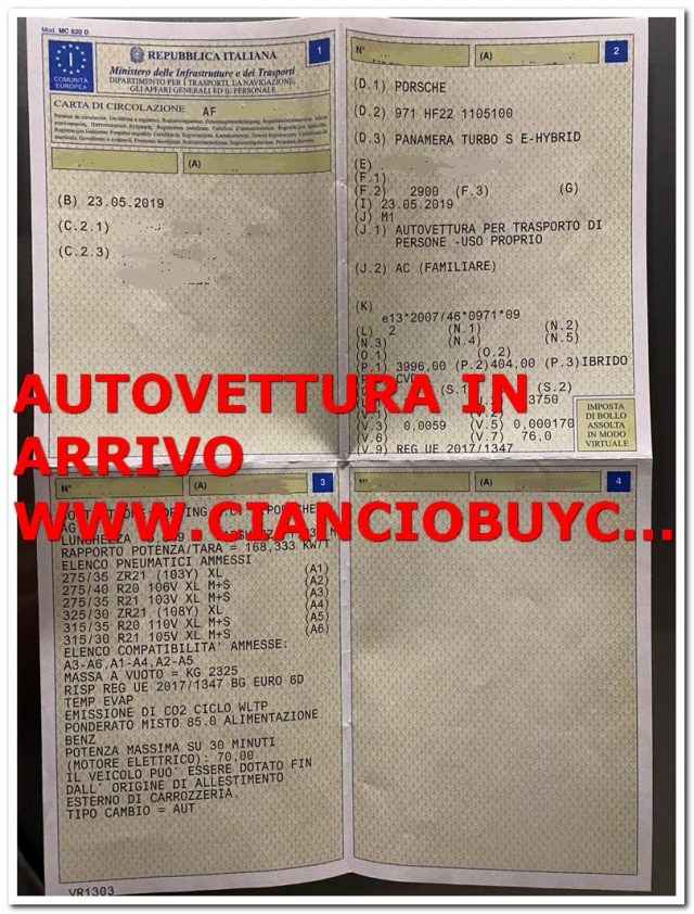 PORSCHE Panamera usata, con Fendinebbia