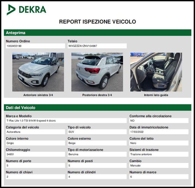 VOLKSWAGEN T-Roc usata, con Volante in pelle