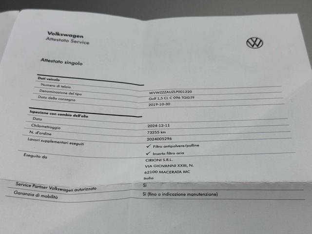 VOLKSWAGEN Golf usata, con Frenata d