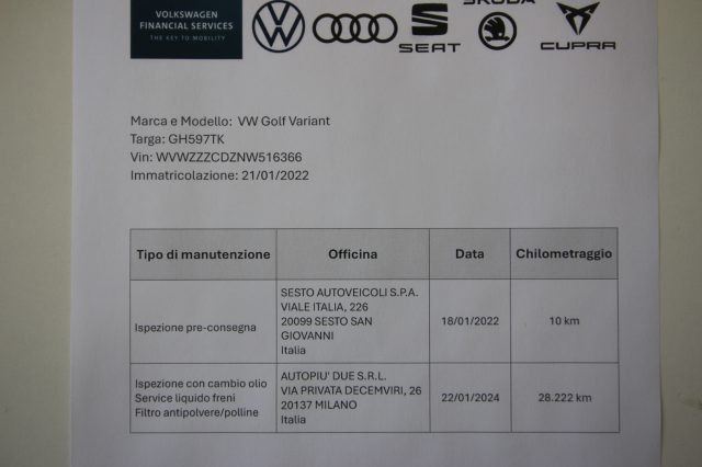 VOLKSWAGEN Golf Variant usata, con Chiusura centralizzata