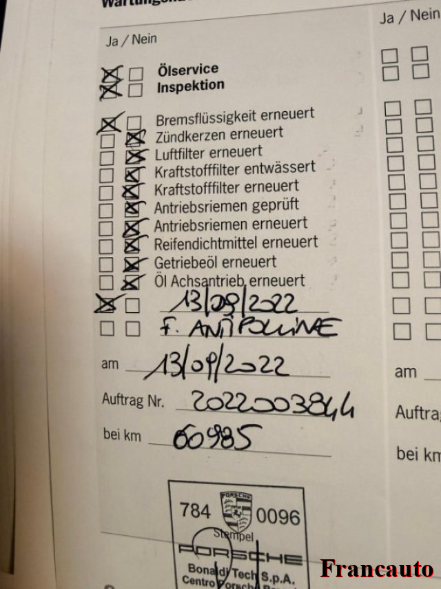 PORSCHE 718 Spyder usata, con Cronologia tagliandi