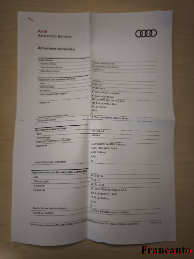 AUDI A1 usata, con Fendinebbia